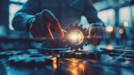 Dynamic business environment showcasing the concept of business agility, with symbols representing company transformation towards higher efficiency and rapid adaptation to market changes.