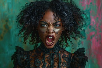 Portrait of a beautiful african american woman with vitiligo