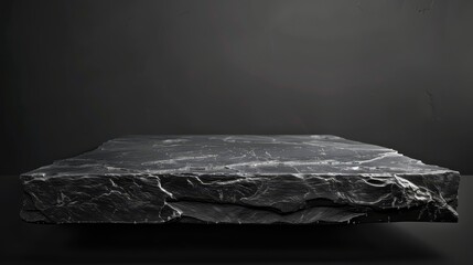 Naklejka premium Professional high-quality photo of a black stone shelf top, empty and perfectly isolated for effective product presentation