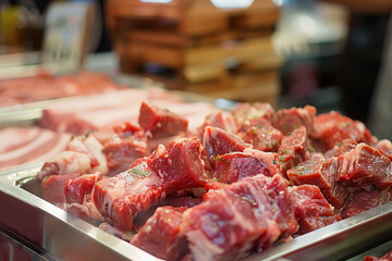 raw meat in the market
