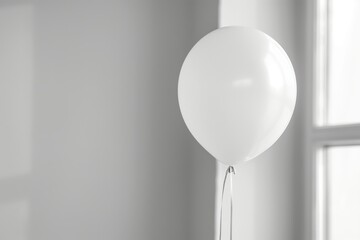Minimal white balloon in clean space