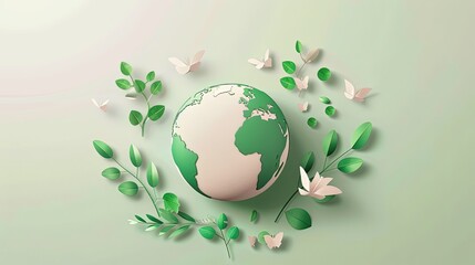 earth day vector creative concept, minimal details, light colors, Generative Ai 