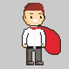Businessman superhero vector illustration in pixel art