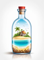 Obraz premium Illustration of a beach house inside a bottle 