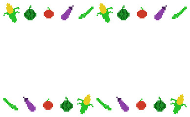 ドット絵の夏野菜のフレームイラスト