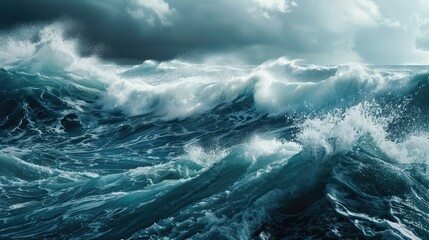 Fototapeta premium The ocean roared with tumultuous waves