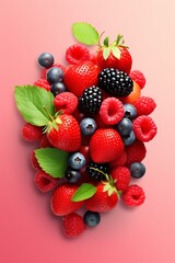 Berry collection graphic flat design side view summer theme 3D render Splitcomplementary color scheme