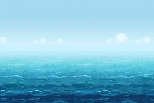 8bit pixel art background, ocean blue gradient Generative AI