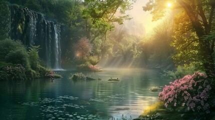 Beautiful fantasy landscape hyper realistic 