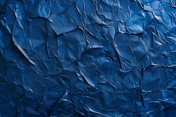 Blue crumpled paper texture background,  Close up of crumpled paper sheet