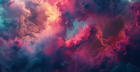 Fototapeta premium Clouds, galaxy and space with dramatic background of universe for adventure, exploration or fantasy. Cosmos, night and wallpaper of bright interstellar solar system for astrology or astronomy in sky