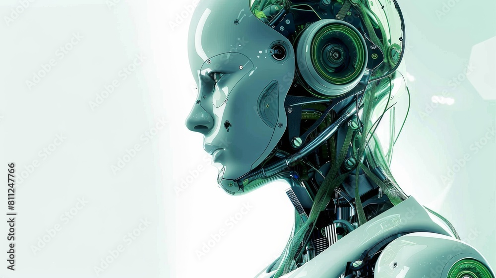 Aufkleber medical robot, combination of green and navy colors. generative ai.