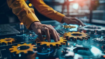 An image illustrating the concept of business agility, showcasing elements of smart strategic planning, flexible management practices, and adaptability in a corporate setting.