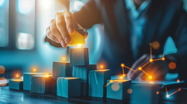 An image illustrating the concept of business agility, showcasing elements of smart strategic planning, flexible management practices, and adaptability in a corporate setting.