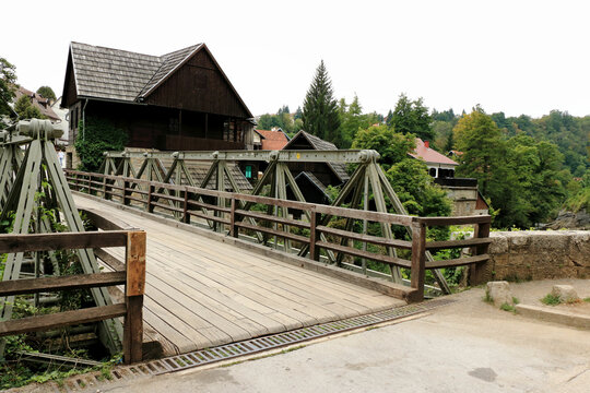 The old wooden bridge in Rastoke, Slunj, Croatia