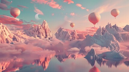 fantasy surreal landscape. in pastel colours, digital art hyper realistic 