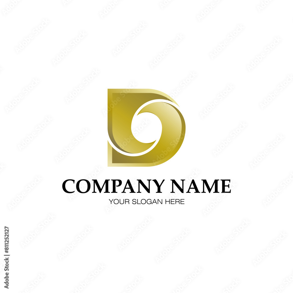Fototapete d vector logo mark and 3d symbol design. vector abstract design elements, letters, typography, 3d, f