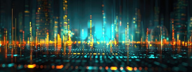 Obraz premium digital technology AI data audio futuristic abstract dark background. high tech. Concept technology, innovation