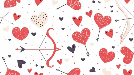 Cupid’s arrow with heart symbolize love background pattern - Powered by Adobe
