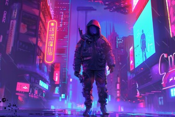 A digital collectible card featuring an iconic character from popular culture, set against a neonlit urban background, perfect for NFT enthusiasts