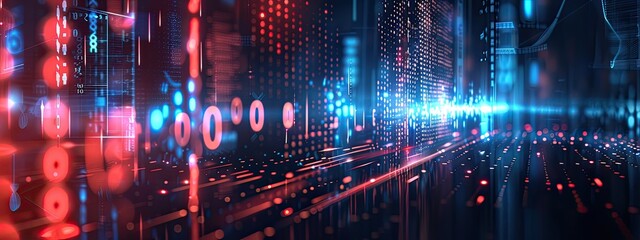 Obraz premium digital technology AI data audio futuristic abstract dark background. high tech. Concept technology, innovation