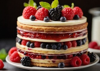 cake with berries