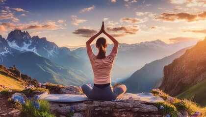 international yoga day concept : girl meditating