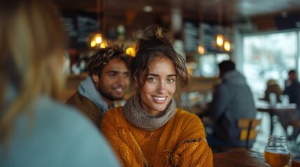 Young Couple Enjoying a Cozy Conversation at a Coffee Shop