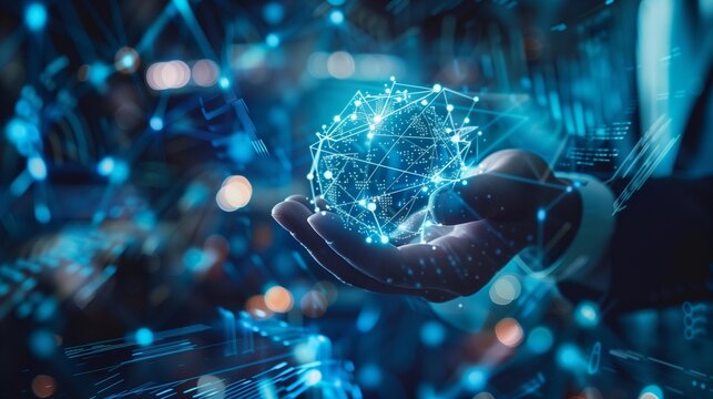 An abstract representation of digital transformation in the corporate world, showcasing the integration of advanced technology to revolutionize business processes and drive change.