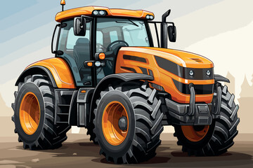 Tractor vector icon. Isolated Farming Vehicle Agricultur.