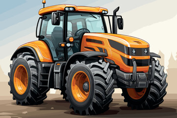 Obraz premium Tractor vector icon. Isolated Farming Vehicle Agricultur.