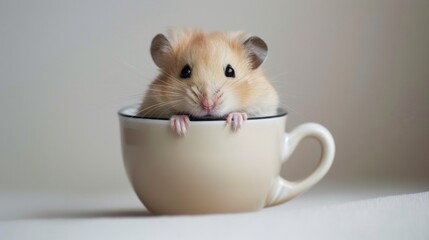 Cute hamster in a cup