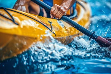 Intense effort  kayaker s strained neck muscles in powerful stroke at summer olympics
