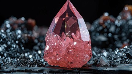   A giant ruby resting atop a mountain of black diamonds