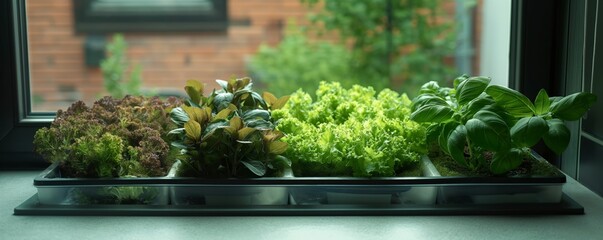 Fototapeta premium Window sill indoor herb garden