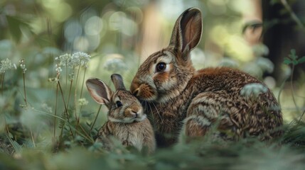 Fototapeta premium Rabbit. Photography of wild animal in natural habitat.