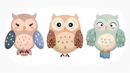 Obraz premium Owl. Flat vector illustration of cute animal. Baby nursery art.