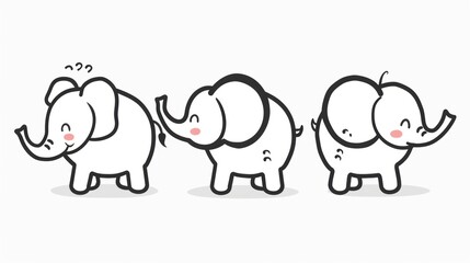 Elephant. Line drawing of cute animal. Baby nursery art.