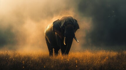 Elephant. Photography of wild animal in natural habitat. - Powered by Adobe