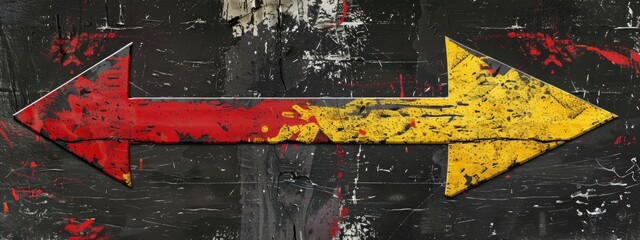 Arrows background. yellow and red arrows on black grunge background