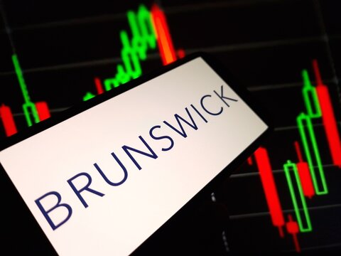 Konskie, Poland - May 10, 2024: Brunswick Corporation logo displayed on mobile phone