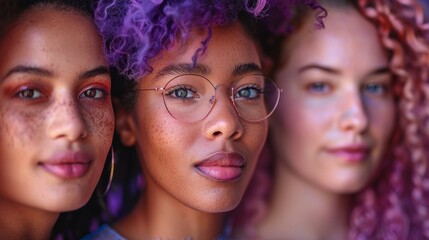 Empowering Portrait of Three Diverse Women Celebrating International Women's Day