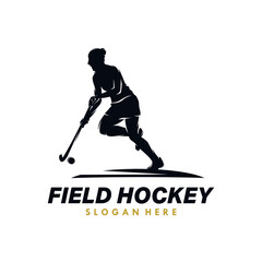 Obraz premium Woman Field Hockey Silhouette logo design template