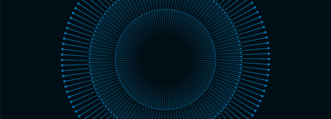 Abstract dark blue vector background with circles and lines.