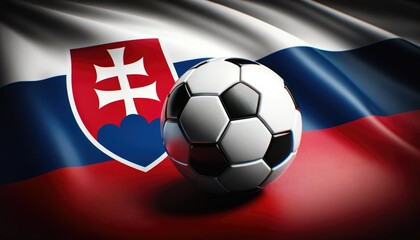 Obraz premium Soccer ball on the background of the flag of Slovakia, UEFA Euro 2024, European Football Championship 2024, Europa League, Nations League, Champions League
