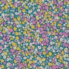 Daisy flower seamless pattern on green background. Field of daisies.  Floral print  great for fashion fabric, home decor textile