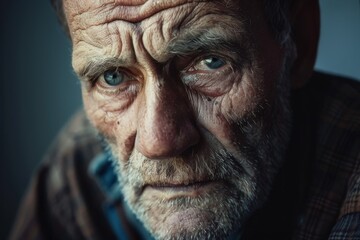 Fototapeta premium An older man with a worried expression on his face, looking deep in thought, A man with a thoughtful gaze and a furrowed brow