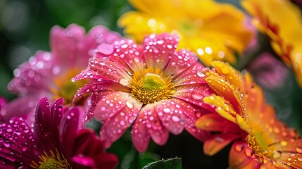 flowers with rain drops