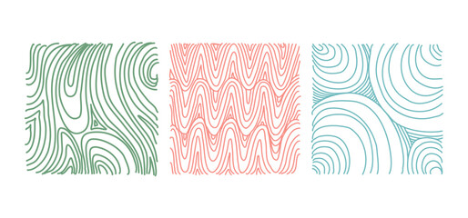 Abstract background of curved hand drawn lines. Pencil scribble vector set. exercises for graphics, big and small waves, circles. Childish drawing. Wavy lines. Vector Illustration.