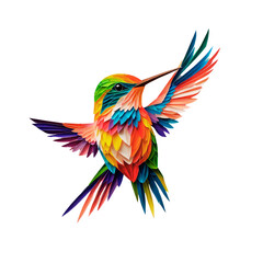 Obraz premium Multicolored flying hummingbird isolated Using different backgrounds the bird becomes more interesting and can easily be isolated for a project.